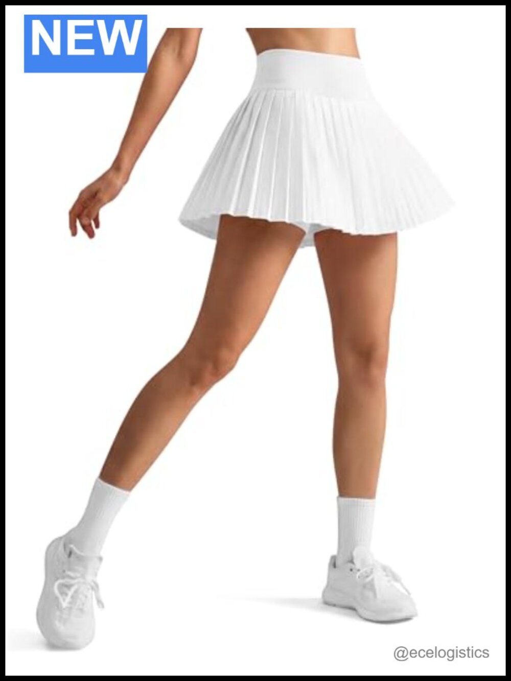 Pleated Tennis Skort with High Waistband Built-in Shorts Active Skirt